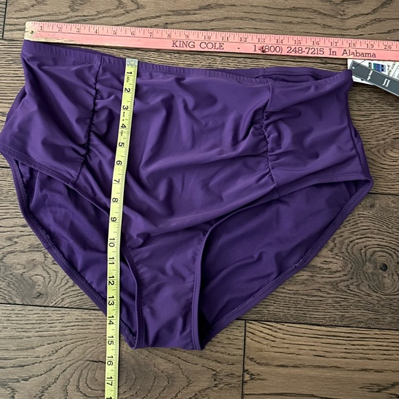 NWT! PURPLE TERRA & SKY 2X Plus Size High Rise Tummy Control Solid Bikini Bottom - Picture 6 of 10